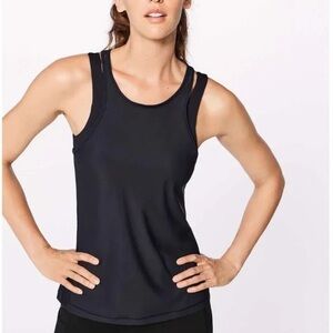Lululemon Athletica In Your Pace Tank Top Black Sports Bra Built In Size 10